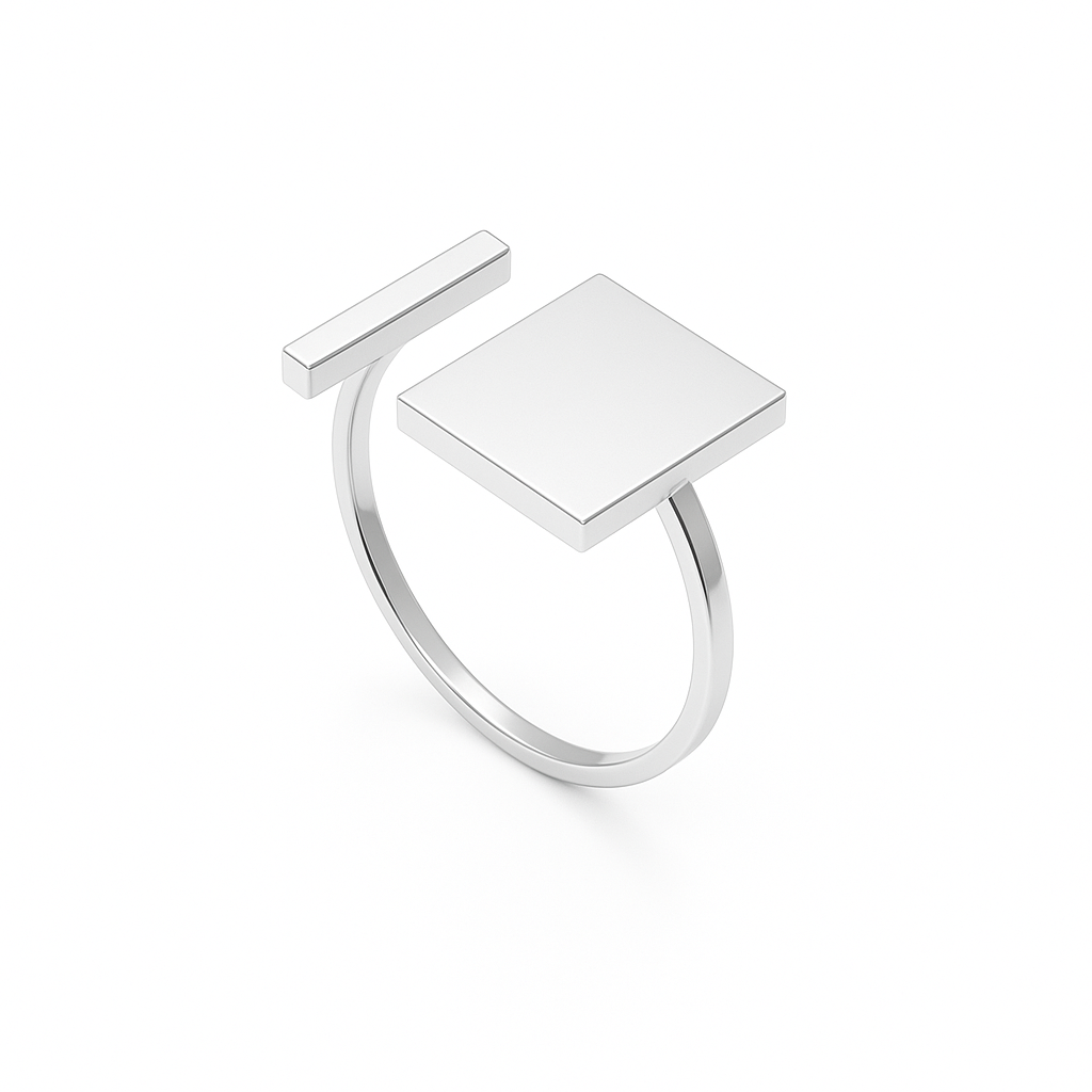 Geometric signet square ring