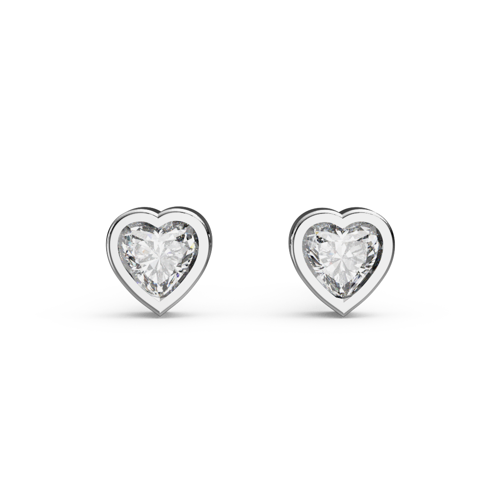 Heart Bezel Set Studs