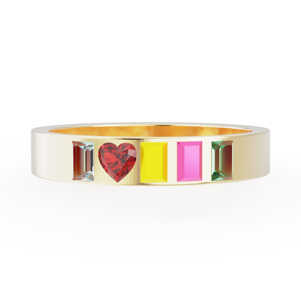 Mosaic Gemstone Baguette Ring