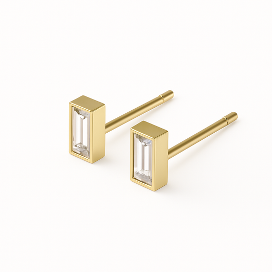 Baguette Bezel Set Studs