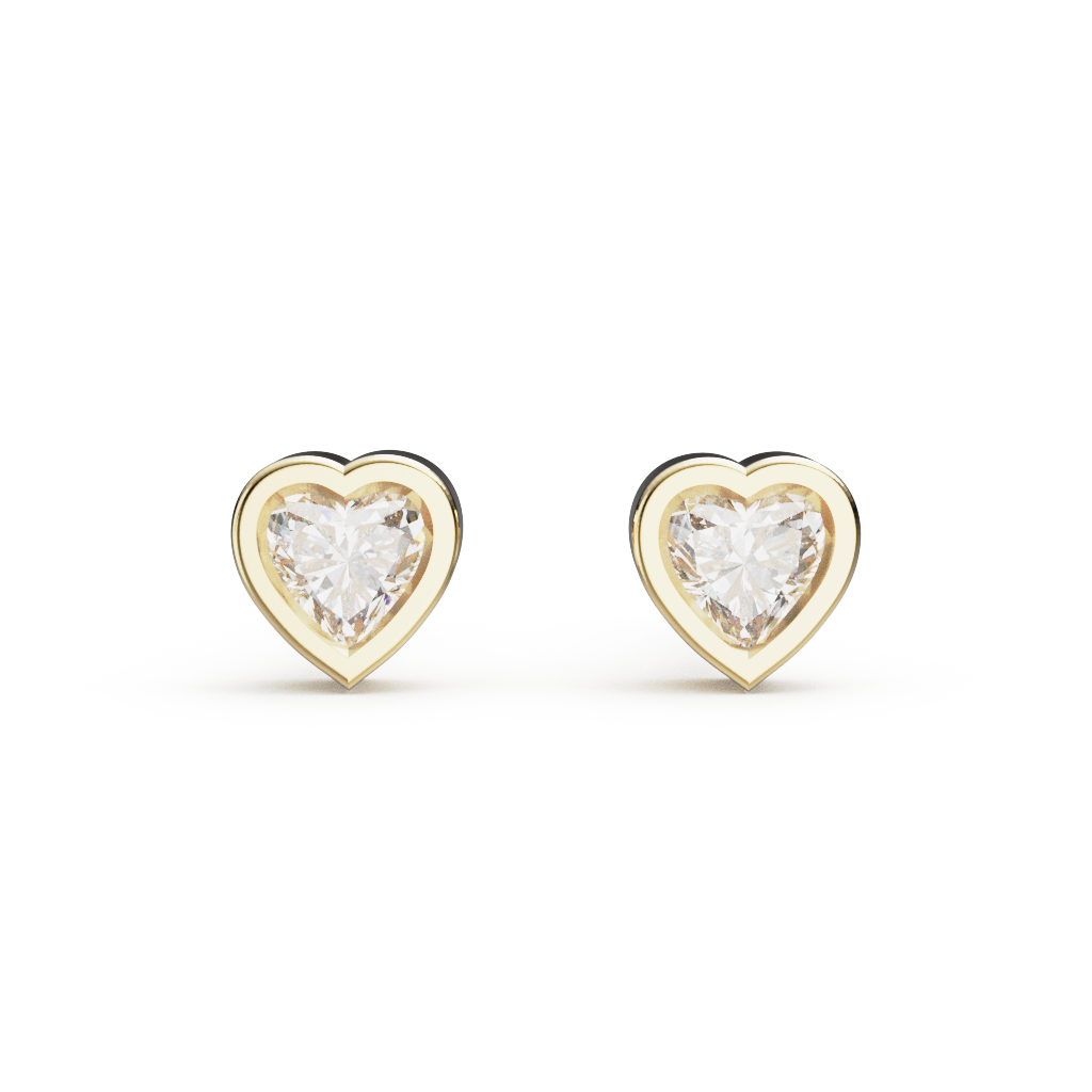 Heart Bezel Set Studs