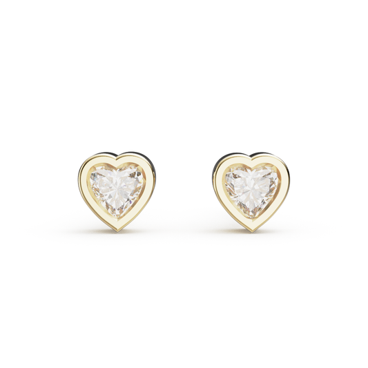 Heart Bezel Set Studs